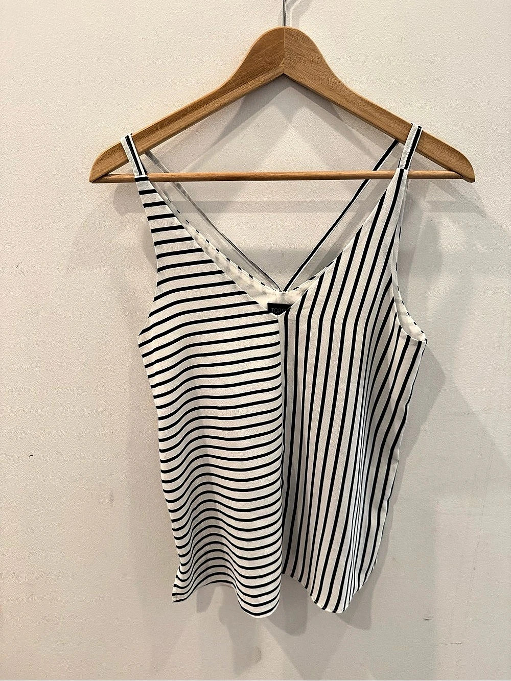 Topshop Striped Tank Top in White & Blue